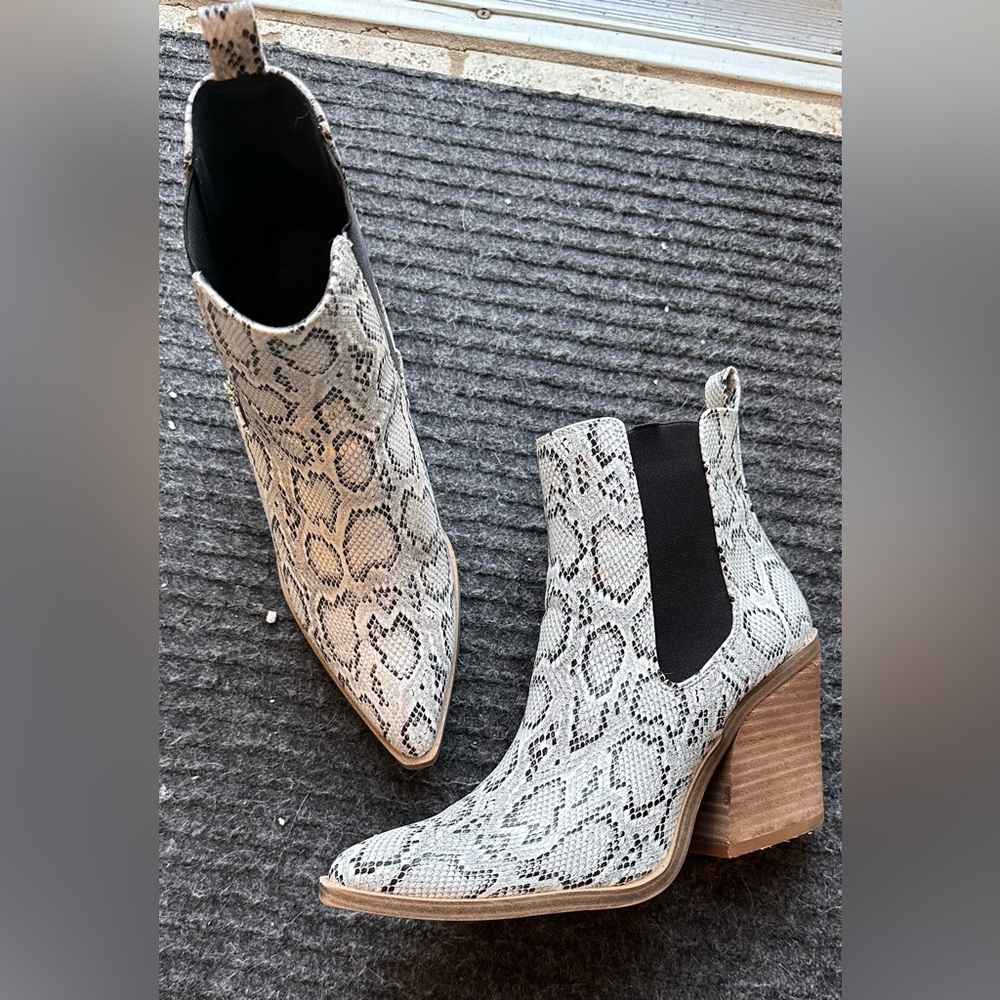 Snake print booties